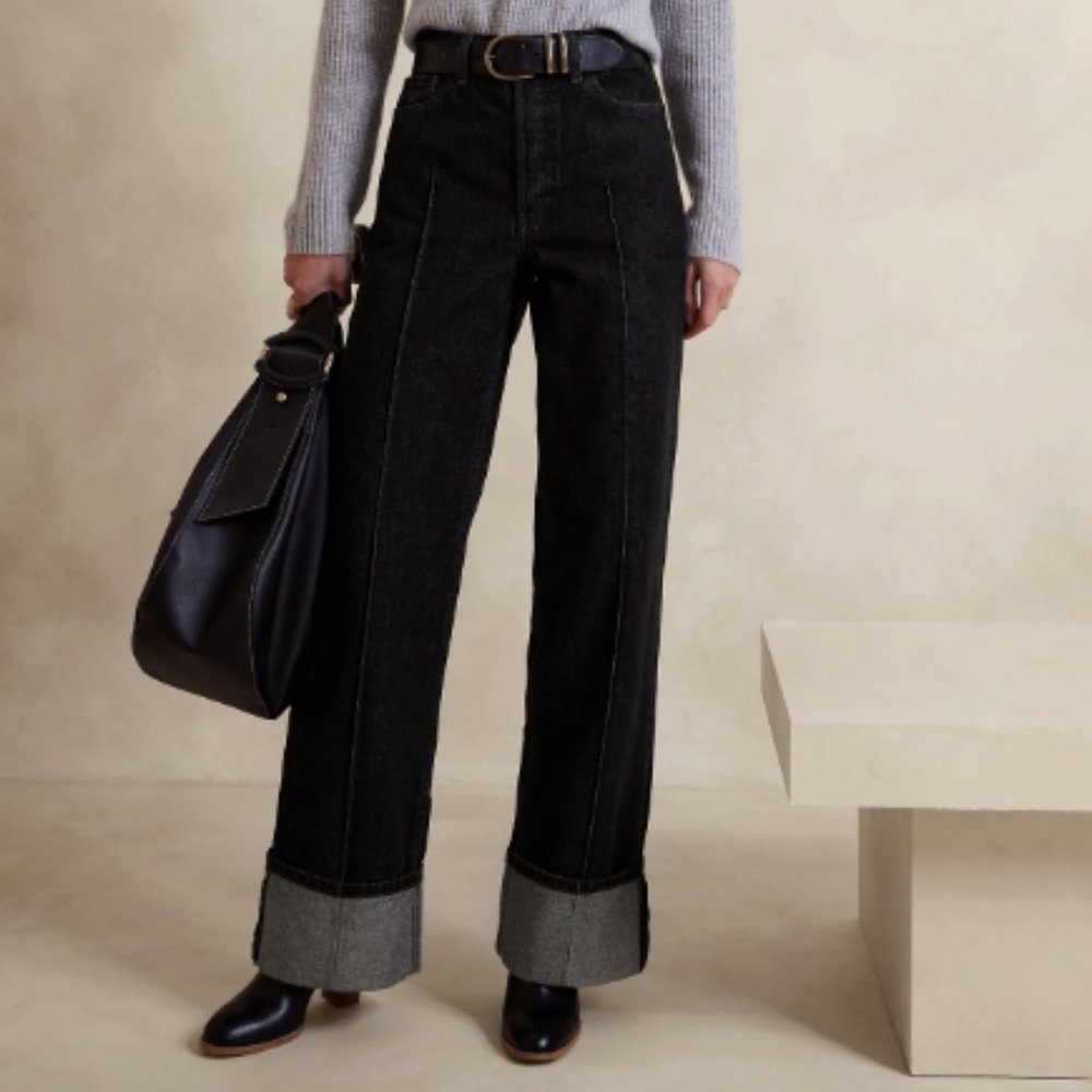 Banana Republic Pintuck Jean - Black Wash - Sz 26